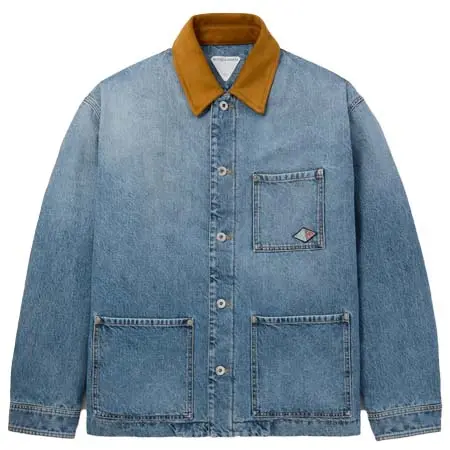 ボッテガヴェネタ(BOTTEGA VENETA) アパレル(洋服) ロゴアップリケ付きスエードトリムデニムジャケット