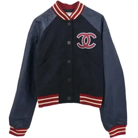 シャネル(CHANEL) アパレル(洋服) 2004 Sport Line Spring Letterman Bomber Jacket Navy