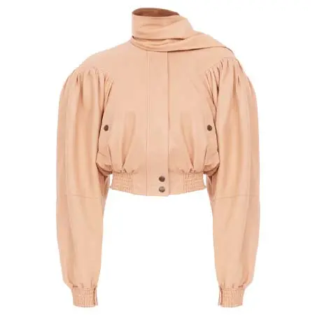 クロエ(Chloe) アパレル(洋服) レザー製クロップド スカーフジャケット