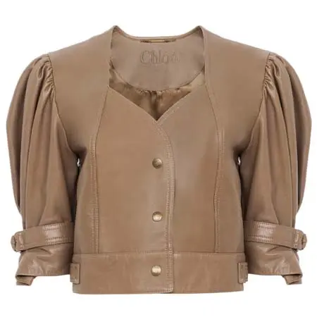 クロエ(Chloe) アパレル(洋服) レザー製クロップド パフスリーブ ジャケット