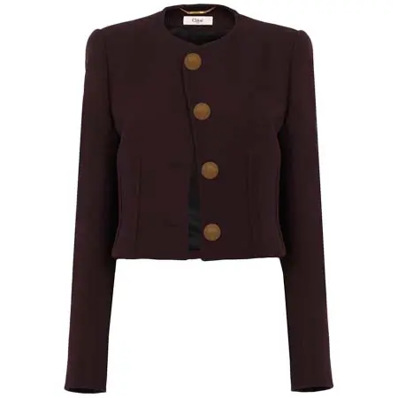 クロエ(Chloe) アパレル(洋服) ウールクレープ製ノーカラー クロップドジャケット