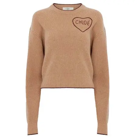 クロエ(Chloe) アパレル(洋服) ウール＆カシミアニット製クロップド フィット ロゴ セーター