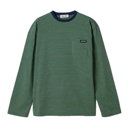 ミュウミュウ(MIU MIU) アパレル(洋服) ストライプ ジャージー Tシャツ MJL014_14RT_F0OBW_S_OOO