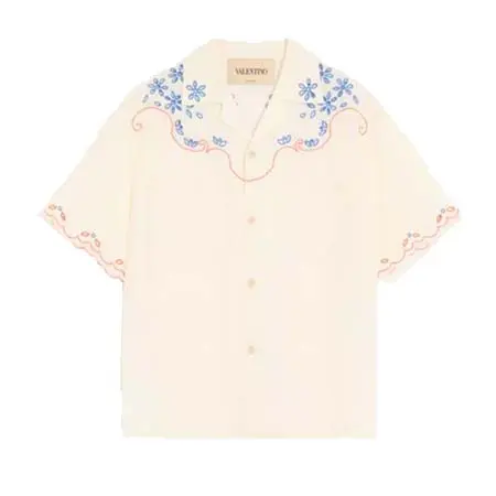 ヴァレンティノ(VALENTINO) アパレル(洋服) Vロゴ エンブロイダリー サンガロレース リネン ボウリングシャツ 9V3AA110AYF_031