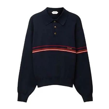 ヴェルサーチェ(VERSACE) アパレル(洋服) 刺繍入り コットン ニット ポロシャツ 1025744-1A18340_1U040