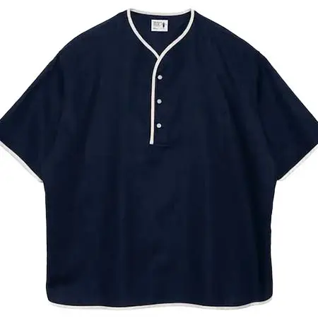 ヘンリーネック デパートメント(HENLEY NECK DEPARTMENT) Allen Henley Neck Shirt / Cotton x Linen Navy HD261-50004