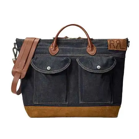 RRL(ダブルアールエル) レザートリム インディゴ デニム トート 100078291