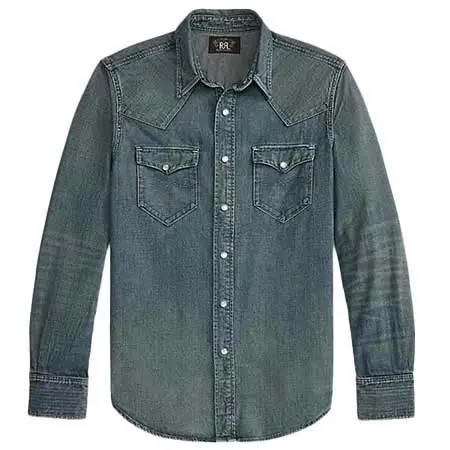 RRL(ダブルアールエル) スリム フィット デニム ウエスタン シャツ 113231