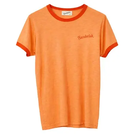 サンダーラック(Sanderlak) Contrast Rib Tee in Peach