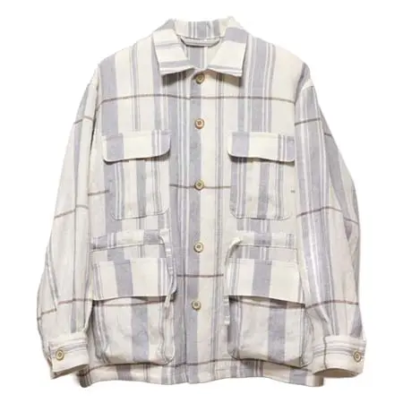 ショウタヒヤマ(SHOTAHIYAMA) LINEN CHECK SAFARI JACKET