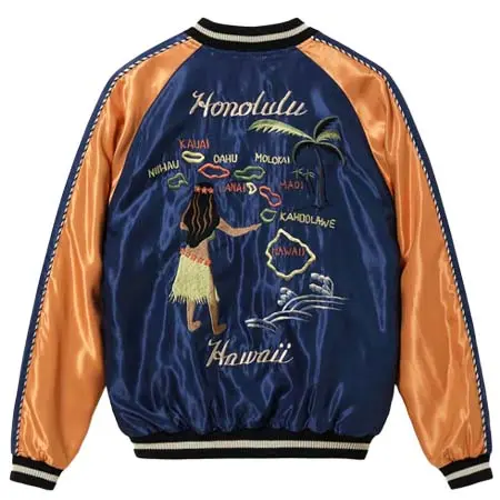 東洋エンタープライズ(トウヨウエンタープライズ) TAILOR TOYO Lot No. TT15877-128 / Late 1950s Style Acetate Souvenir Jacket “HAWAII MAP” × “DRAGON & TIGER”