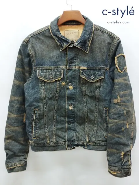 EZRA FITCH エズラフィッチ デニムジャケット M インディゴ ダメージ加工 コットン100%
