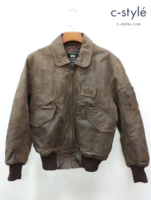 ALPHA INDUSTRIES アルファインダストリーズ フライトジャケット M ブラウン系 CWU-45P レザー 3A382