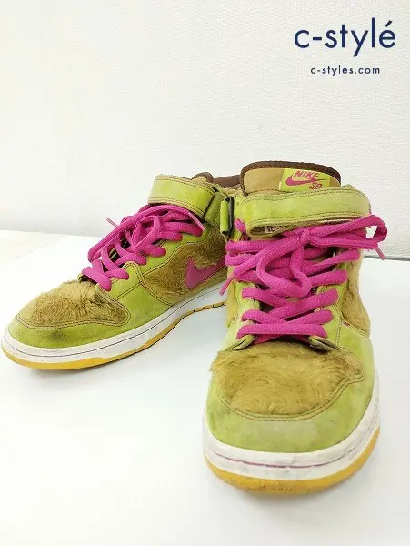 NIKE ナイキ スニーカー 27.5m グリーン×茶系 DUNK MID PREMIUM MAMA BEARS 314381-761 ベアブリック付き
