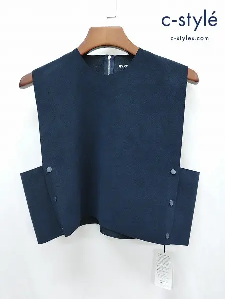 HYKE ハイク クロップドトップス 2 ネイビー 日本製 ULTRASUEDE レディース