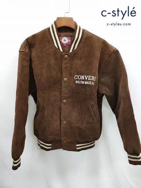 CONVERSE コンバース スタジアムジャケット L ブラウン系 レザー 豚革 スタジャン 6571-1361