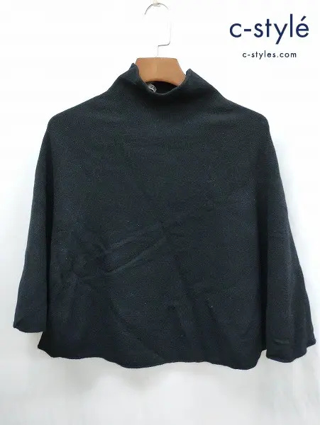ISSEY MIYAKE イッセイミヤケ ポンチョ 2 ブラック ハイネック ニット 日本製 IM43KN522 レディース