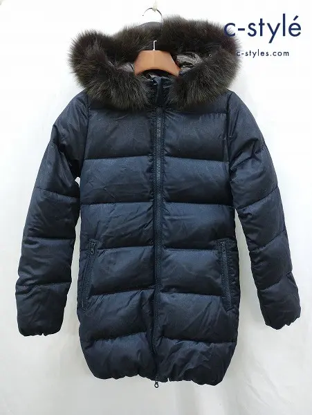DUVETICA デュベティカ ダウンコート 38 ネイビー系 ファー Lanificio Cerruti KAPPA-wool レディース