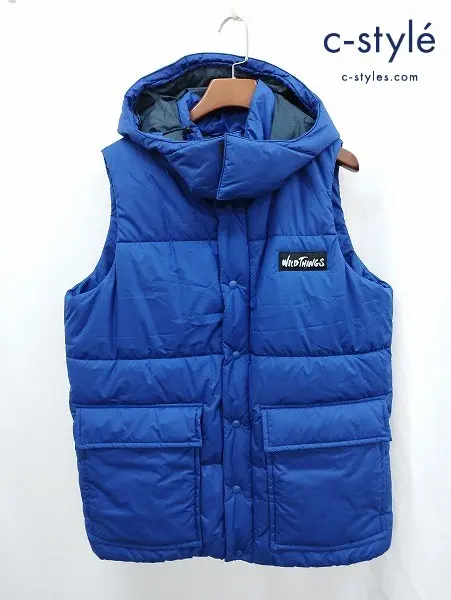 WILD THINGS ワイルドシングス ダウンベスト L ブルー系 DACRON HOODED VEST WT22111TJ