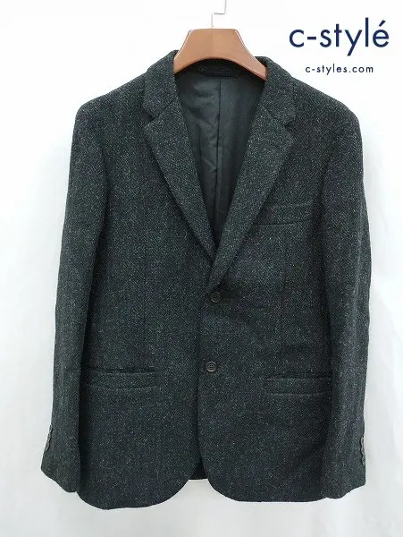 MARGARET HOWELL マーガレットハウエル ツイードジャケット M ブラック HarrisTweed 2B 日本製 579-220114