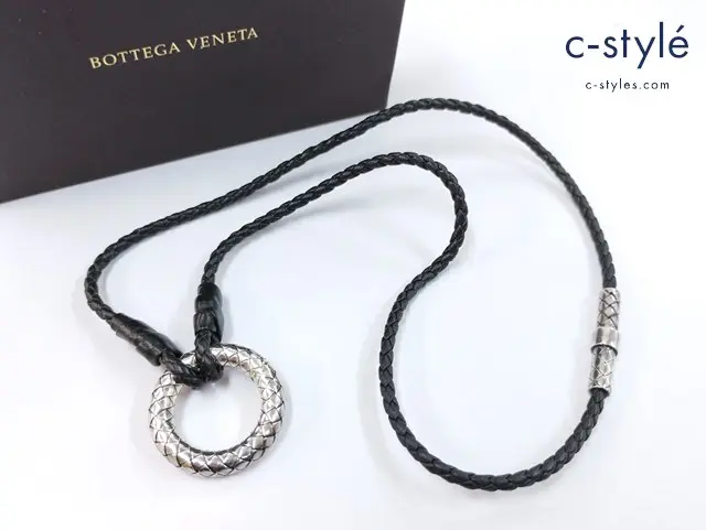 BOTTEGA VENETA ボッテガヴェネタ ネックレス シルバー×ブラック イントレチャート 925