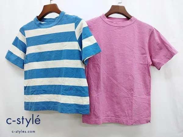 45rpm フォーティファイブアールピーエム Tシャツ 1 アイボリー×ブルー ピンク ボーダー 半袖 レディース 計2点