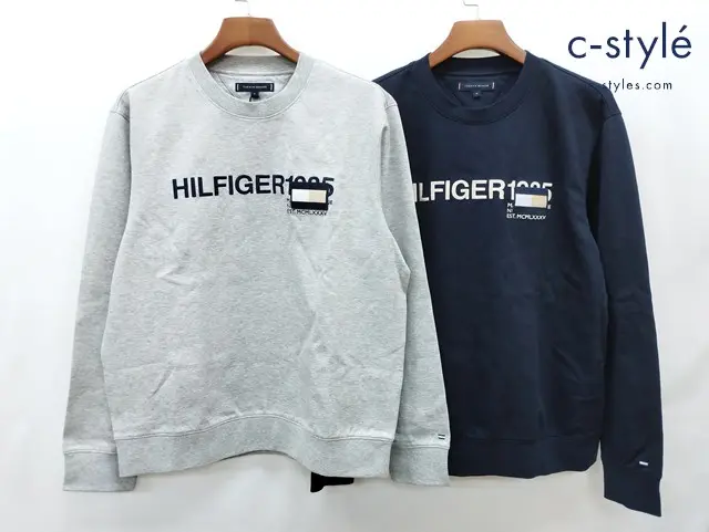 TOMMY HILFIGER トミー ヒルフィガー インテクノアウトドアトレーナー M ネイビー系 グレー スウェット