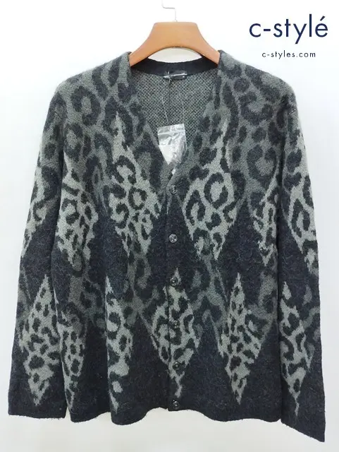 LAD MUSICIAN ラッドミュージシャン カーディガン 44 グレー系 レオパード アーガイル ニット 2217-012