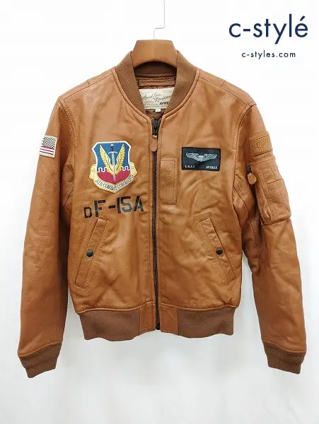 AVIREX アヴィレックス レザージャケット M 茶系 MA-1 STREAK EAGLE LEATHER JACKET 6151098