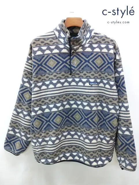 Patagonia パタゴニア フリースプルオーバー L マルチカラー 総柄 USA製 Synchilla Snap-T Pullover