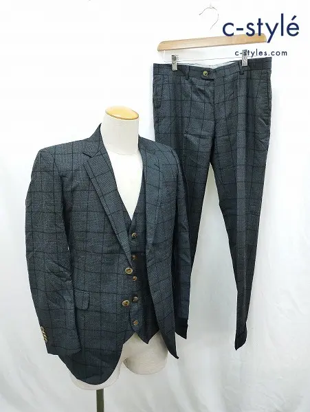 麻布テーラー アザブテーラー 3ピーススーツ 046A/082 グレー系 チェック柄 FRATELLI TALLIA DI DELFINO