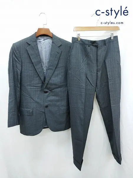 Ermenegildo Zegna エルメネジルドゼニア スーツ 46R グレー系 ストライプ柄 シルク混 TROFEO600 2B 2112R7