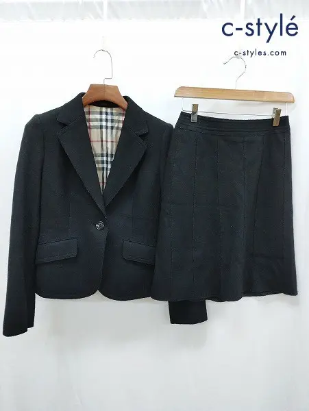 BURBERRY LONDON バーバリーロンドン ジャケット スカート 38 ブラック 1B 日本製 セットアップ レディース