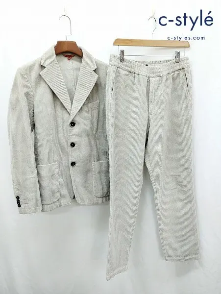 BARENA バレナ ジャケット パンツ 46 ライトグレー系 太畝 コーデュロイ 3B イタリア製