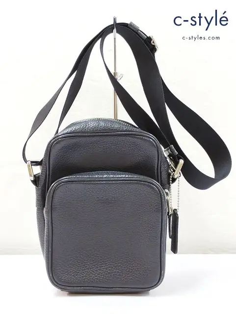 COACH コーチ ショルダーバッグ ブラック ツーリングぺブルレザー