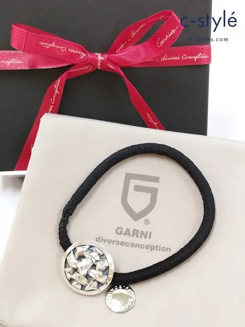 GARNI ガルニ ヘアゴム ブラック×シルバー Woven Dome-H 925