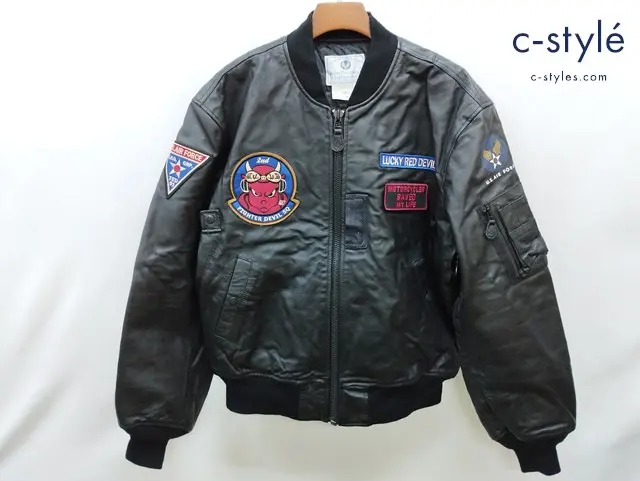 TEDMAN テッドマン レザージャケット 44 ブラック MA-1 FLIGHTJACKET ワッペン