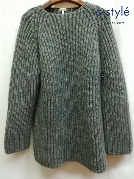 HERMES PARIS エルメス セーター L グレー カシミヤ クルーネックニット イタリア製