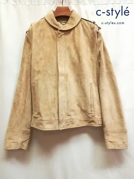 GUCCI グッチ ラウンドカラースウェードジャケット 50 ベージュ系 牛革 イタリア製 339-2540-8524