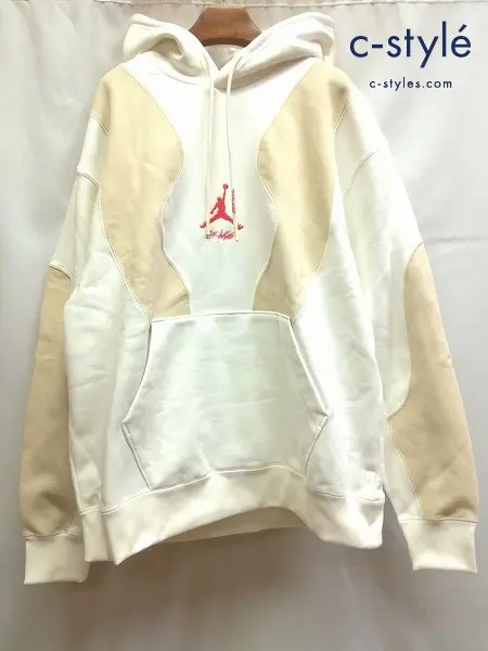 OFF-WHITE×JORDAN オフホワイト×ジョーダン パーカー XL ホワイト×ベージュ系 バック刺繍 CV0539-34