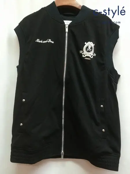 MARK&LONA マーク&ロナ ベスト 50 ブラック Prince Stud Zip Vest MLM-3A-AD05