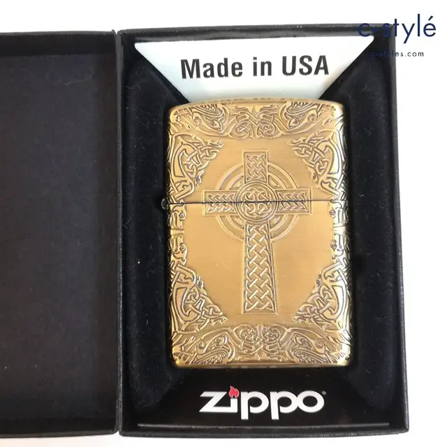 ZIPPO ジッポー オイルライター アーマー ケルティッククロス 4面彫り加工 ゴールド ’15