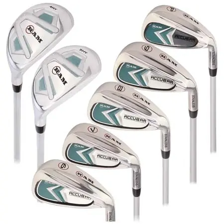 RAM(ラム) ゴルフ アイアン Accubar Ladies Right Hand Graphite Iron 7本セット 6I～PW + Hybrid 24°・27°