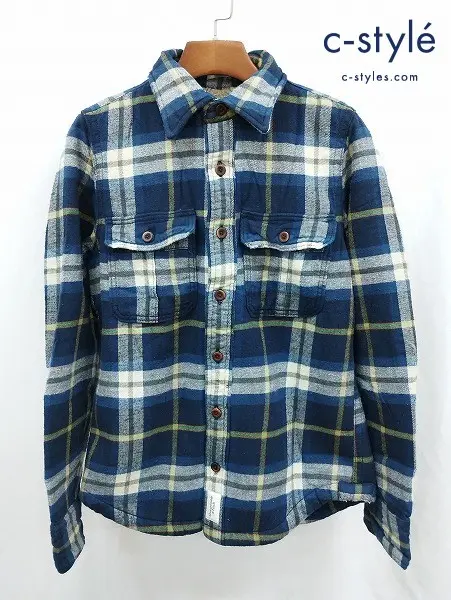Abercrombie & Fitch アバクロンビー&フィッチ シャツジャケット S ネイビー系 チェック柄 コットン100%