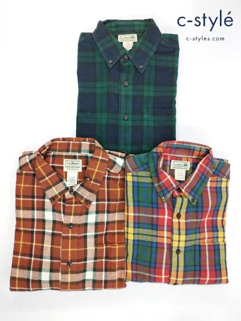 L.L.bean エルエルビーン 長袖シャツ M チェック柄 コットン100% ネルシャツ 計3点