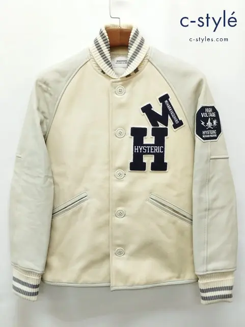 HYSTERIC GLAMOUR×MIHARA YASUHIRO スタジャン S アイボリー系 バーシティジャケット 日本製 0243AB14