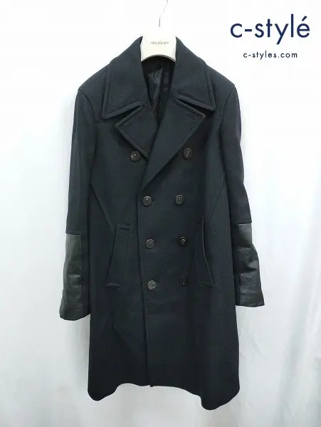 Neil Barrett ニールバレット コート 44 ブラック DOUBLE BREASTED PEACOAT PBCA204C F056C イタリア製