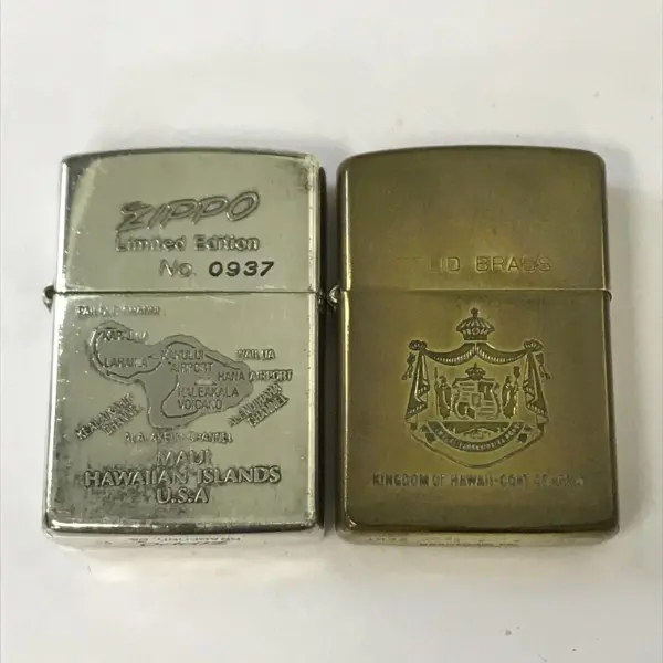 ZIPPO オイルライター MAUI HAWAIIAN ISLANDS ’91 シルバー KINGDOM OF HAWAII ’32-’90 ゴールド 計2点
