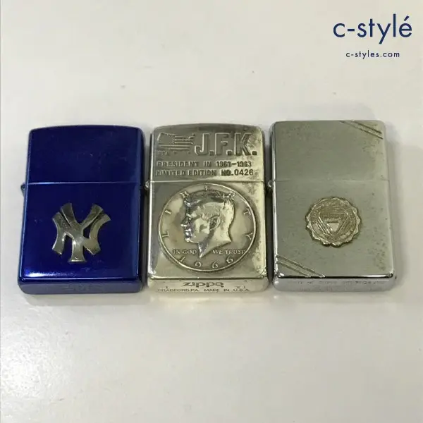 ZIPPO ジッポー オイルライター まとめ ニューヨーク・ヤンキース NY MLB JFK LIBERTY COIN 他 計3点