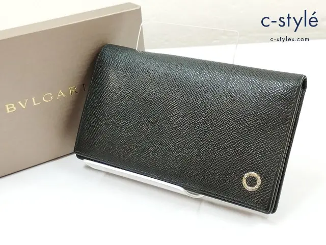 BVLGARI ブルガリ 長財布 ブラック レザー 仔牛革 イタリア製 Grain Calf Leather 30398